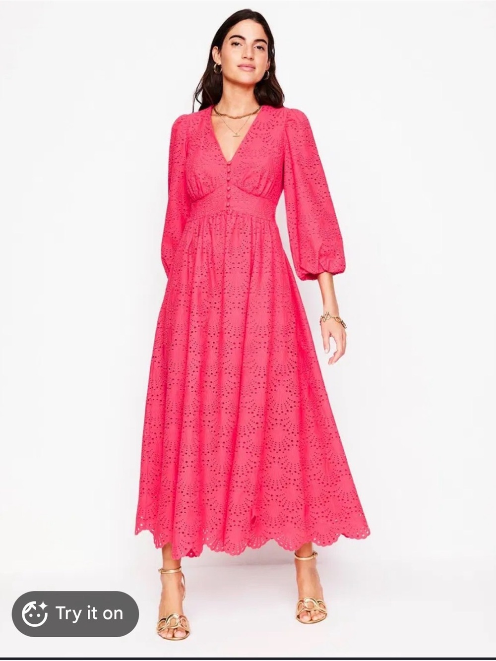 🌸 Boden Coral Eyelet Maxi Dress Size 8 🌸 NWT